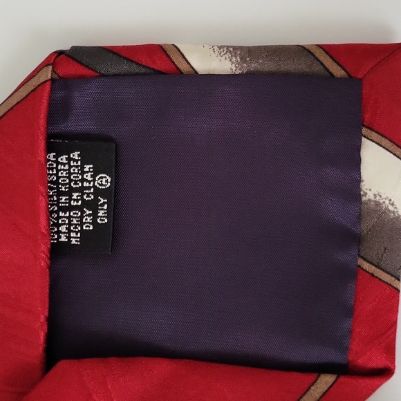 Vintage Zeidler & Zeidler 100% Silk Men's Neck Tie Red  &Tan & Grey - Picture 6 of 8